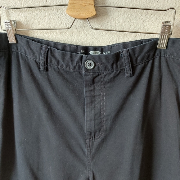 Old Navy Men's Black Slim Fit Chino Flat Front Pants Big & Tall Size 42 & 36 - Picture 3 of 5